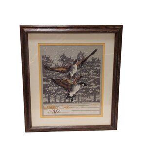 Framed Cross-Stitch Canadian Geese In Flight Monarch CS32